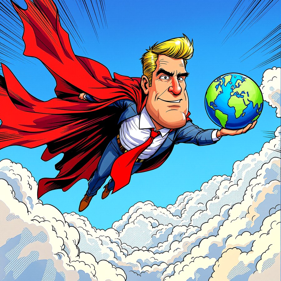 Trump cartoon caricature in fighting pose